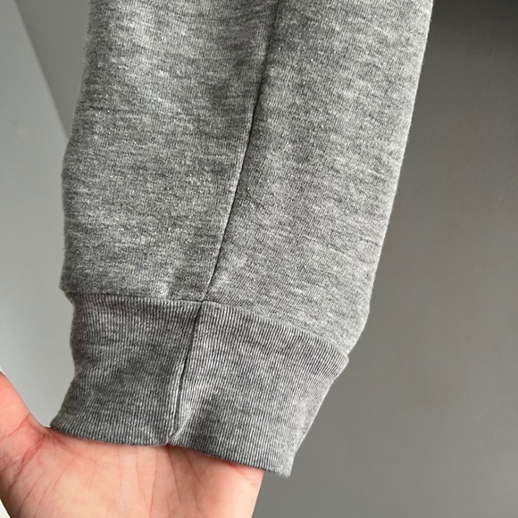 PINK Victoria's Secret Grey Zip Up Hoodie Rhinestone Peach‎ Sleeve Detail Size L - Picture 5 of 7